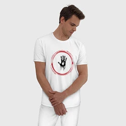 Пижама хлопковая мужская Символ Death Stranding и красная краска вокруг, цвет: белый — фото 2