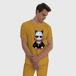 Пижама хлопковая мужская Want to play a game, цвет: горчичный — фото 2