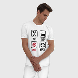 Пижама хлопковая мужская Eat - sleep - Portal - repeat, цвет: белый — фото 2