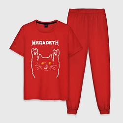 Пижама хлопковая мужская Megadeth rock cat, цвет: красный