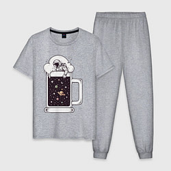 Пижама хлопковая мужская Space beer, цвет: меланж