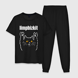 Пижама хлопковая мужская Limp Bizkit rock cat, цвет: черный