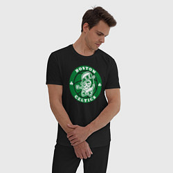 Пижама хлопковая мужская Celtics, цвет: черный — фото 2