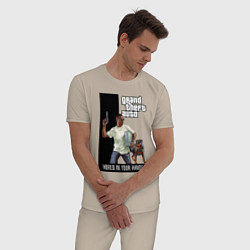 Пижама хлопковая мужская GTA Franklin Clinton, цвет: миндальный — фото 2