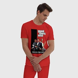 Пижама хлопковая мужская Майкл, Франклин, Тревор из GTA, цвет: красный — фото 2