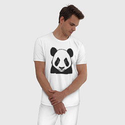 Пижама хлопковая мужская Панда китайский медведь, цвет: белый — фото 2