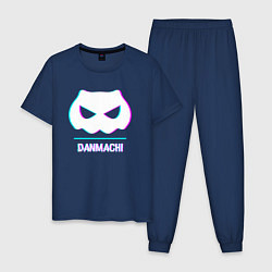 Пижама хлопковая мужская Символ DanMachi в стиле glitch, цвет: тёмно-синий