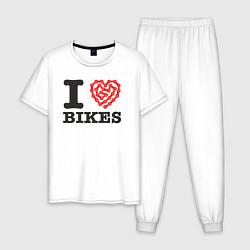 Пижама хлопковая мужская Я люблю велосипеды, цвет: белый