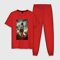 Пижама хлопковая мужская Девушка на мертвом острове, цвет: красный