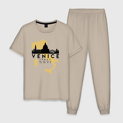 Пижама хлопковая мужская Итальянская Венеция, цвет: миндальный