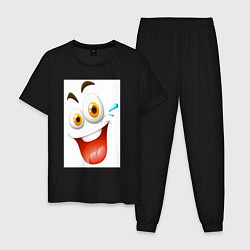 Пижама хлопковая мужская Счастливое выражение лица, цвет: черный