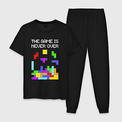 Пижама хлопковая мужская Tetris - the game is never over, цвет: черный