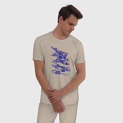 Пижама хлопковая мужская Штрих-решето, цвет: миндальный — фото 2