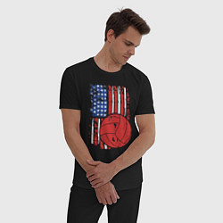 Пижама хлопковая мужская Волейбол США, цвет: черный — фото 2
