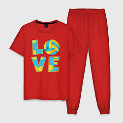 Пижама хлопковая мужская Volleyball love, цвет: красный