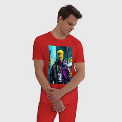 Пижама хлопковая мужская Крутой чувак Барт Симпсон, цвет: красный — фото 2