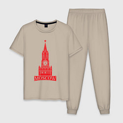 Пижама хлопковая мужская Kremlin Moscow, цвет: миндальный