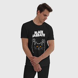 Пижама хлопковая мужская Black Sabbath rock cat, цвет: черный — фото 2