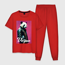 Пижама хлопковая мужская Панда - модный чувак, цвет: красный