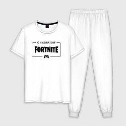 Пижама хлопковая мужская Fortnite gaming champion: рамка с лого и джойстико, цвет: белый