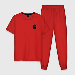 Пижама хлопковая мужская Pikachu ninja, цвет: красный