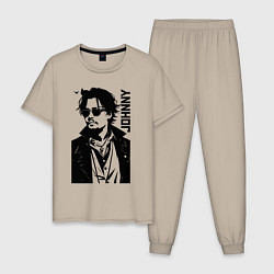 Пижама хлопковая мужская Johnny Depp - graphics, цвет: миндальный