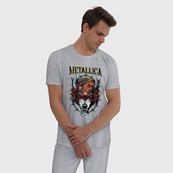 Пижама хлопковая мужская Metallica - wolfs muzzle - thrash metal, цвет: меланж — фото 2