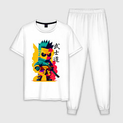 Пижама хлопковая мужская Bart Simpson - samurai - bushido, цвет: белый