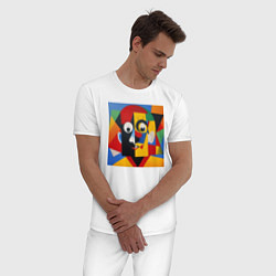 Пижама хлопковая мужская Пикассо арт, цвет: белый — фото 2