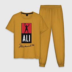 Пижама хлопковая мужская Muhammad Ali boxer, цвет: горчичный