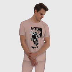 Пижама хлопковая мужская Mountain bike - extreme, цвет: пыльно-розовый — фото 2