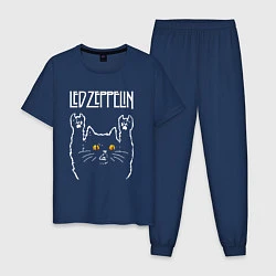 Пижама хлопковая мужская Led Zeppelin rock cat, цвет: тёмно-синий