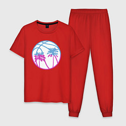 Пижама хлопковая мужская Miami beach, цвет: красный