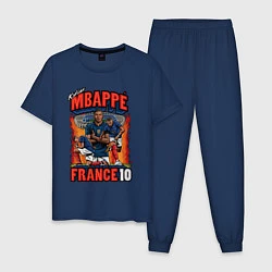 Пижама хлопковая мужская Килиан Мбаппе Франция 10, цвет: тёмно-синий