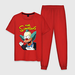 Пижама хлопковая мужская Krusty the clown, цвет: красный