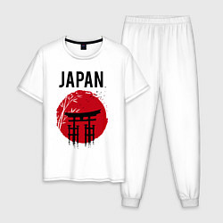 Пижама хлопковая мужская Japan red sun, цвет: белый