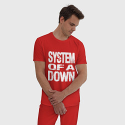 Пижама хлопковая мужская SoD - System of a Down, цвет: красный — фото 2