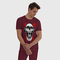 Пижама хлопковая мужская DnB skull, цвет: меланж-бордовый — фото 2
