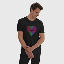 Пижама хлопковая мужская Сердечко из линий, цвет: черный — фото 2
