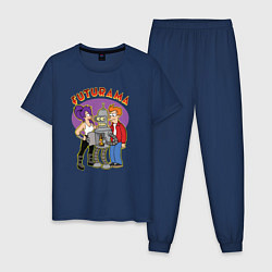 Пижама хлопковая мужская Бендер Лила и Фрай, цвет: тёмно-синий