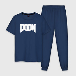 Пижама хлопковая мужская Doom nightmare mode, цвет: тёмно-синий