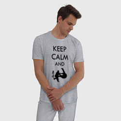 Пижама хлопковая мужская Keep calm and judo, цвет: меланж — фото 2