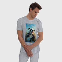 Пижама хлопковая мужская Веселая панда, цвет: меланж — фото 2