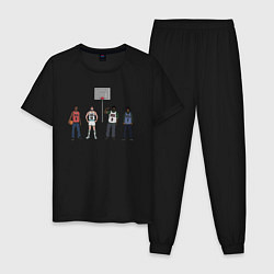 Пижама хлопковая мужская Баскетбольная команда, цвет: черный