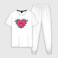 Пижама хлопковая мужская Italy heart, цвет: белый