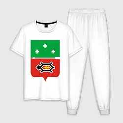 Пижама хлопковая мужская Игринский район, цвет: белый