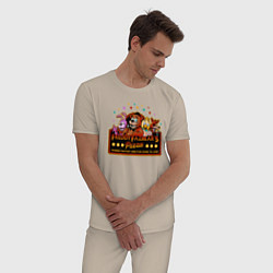 Пижама хлопковая мужская Пиццерия Фредди, цвет: миндальный — фото 2