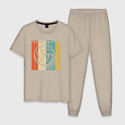 Пижама хлопковая мужская Волейбольный стиль, цвет: миндальный