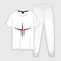 Пижама хлопковая мужская Quake III logo, цвет: белый