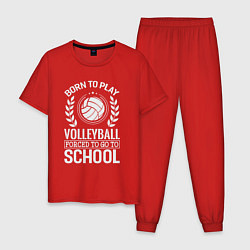 Пижама хлопковая мужская Школа волейбола, цвет: красный